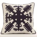 【送料無料】【アップリケ★しつけ済】ハワイアンキルトキット　クラウン＆カヒリクッションカバー【ネイビー　45X45cm】【初心者】