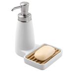 InterDesign ソープ ポンプ ディスペンサー ボトル 石鹸 ソープトレイ付き Benton ホワイト 48670EJ