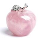 Yahoo! Yahoo!ショッピング(ヤフー ショッピング)ローズクォーツ りんご 天然石 パワーストーン 置物 インテリア 紅水晶 ラインストーン 林檎 アップル 恋愛運 美容 癒し 45*43mm