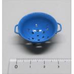 12分の1ミニチュア 銅製・コランダー・ブルー 直径3cm ブロカント(古道具)風仕上げ ドールハウス