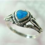 シルバーリングハートターコイズデザインリングトルコ石指輪夏アクセシルバー9...