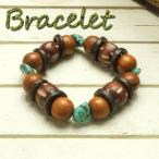 Yahoo! Yahoo!ショッピング(ヤフー ショッピング)ターコイズビーズとウッドのナチュラルテイストなブレスレット
