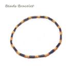 Yahoo! Yahoo!ショッピング(ヤフー ショッピング)縦長グレービーズとオレンジ×ライトグリーンのまるビーズのビーズブレスレット１０