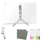 LEDライティングボード ノートボード 30×20cm 透明アクリル メッセージボード 光るお絵かき板 7色蛍光ペン付き 書き換え可能 ((S