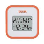 タニタ 温湿度計 TT-558 OR 温度 湿度 デジタル 壁掛け 時計付き 卓上 マグネット オレンジ