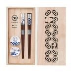 ショッピング箸 PEANUTS  ピーナッツ  箸&箸置 ペアセット  SN80-842H  染付  お箸  木箱