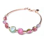 ウォーターメロントルマリン　8x7mm　Silver925 ピンクゴールド ブレスレット_B543-1