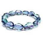 【1点物】キラキラ◇パープルブルー フローライト 15-17x10-12mm 原石ラフカット ブレスレット _MA1119