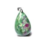 ショッピングルビー 【１点物】Silver925◇希少共生 ルビーインフックサイト　34x23mm　ドロップ ペンダントトップ _PC6570