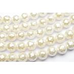 貝パール 128面ラウンドカット ホワイト 10mm １連（約35cm）_R1915