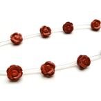 【連売り】レッドジャスパー 薔薇バラカット　8mm　１連（15粒入り）天然石 パワーストーン ビーズ パーツ _R5404-8　5000円以上ネコポス送料無料