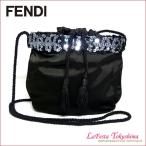 FENDI Fendi атлас украшен блестками имеется мешочек type небольшая сумочка ( черный ) [ не использовался ]