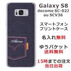 Galaxy S8 ケース SC-02J SCV36 ギャラクシーS8 カバー らふら 名入れ デニムプリントケース