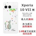 Xperia 10 VII SO-52F SOG16 A502SO エクスペリア10 VII らふら 名入れ スマホケース ラインストーン おすまし 黒猫