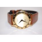 ショッピンググッチ グッチ　ＧＵＣＣＩ　３１００Ｊ　ゴールド文字盤　ＧＰｘ革ベルト　クォーツ　レディス腕時計　【中古】【当日発送】