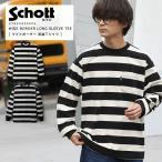 ショッピングschott Schott ショット WIDE BORDER POCKET T-SHIRT L/S ワイドボーダー ポケットTシャツ ボーダーTシャツ 長袖 アメカジ ワンポイントロゴ 刺繍 ロンT  7825930005