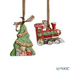 ハルモニア クリスマスオブジェ 2点セット オーナメントミニクリスマスツリー＆機関車 A2 HM-011275 ポリレジン製