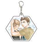 【優慈＆三郎(頭撫で)】 アクリルキーホルダー 6角形 お参りですよ 01