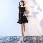 ショッピングパーティードレス パーティードレス 総レース ドレス ミニドレス ワンピース ミニ丈 結婚式 お呼ばれ 大きいサイズ ノースリーブ 20代 30代 Aライン 刺繍 セクシー 二次会 黒 緑