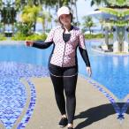 大きいサイズ フィットネス 水着 レディース 3l 4l 5l 6l 体型カバー 5点セット ラッシュガード 上下セット 長袖 日焼け防止 ぽっちゃり 可愛い