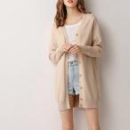 Vネック ロング ニットカーディガン 長袖 シンプル 無地 レディース トップス 大きいサイズ 3L 4L 通勤 デイリー