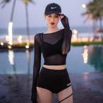  купальный костюм комплект купальный костюм бикини 3 позиций комплект tops сетка длинный рукав экспонирование меньшее прозрачный простой одноцветный ... маленький .20 плата 30 плата 40 плата 