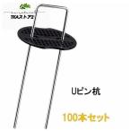 Uピン杭 黒丸付き 100本セット 防草シート 固定用 U字型 抑え杭 押さえピン コ型ピン ヘアピン杭 除草シート LB-226