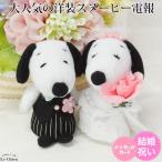 ショッピングメッセージカード無料 スヌーピー 電報 結婚式 ミニマスコット 純白ドレス 祝電 ラッピング＋メッセージカード 文字入れ無料 ぬいぐるみ電報 結婚祝い 入籍祝い 人気 かわいい