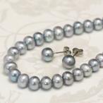 7mmグレー淡水真珠ネックレス・ピ...