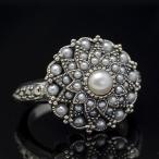 ショッピング真珠 碌山 シードパールリング　真珠をちりばめたロマンチックなアンティークデザイン RP 204R0106-PL