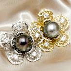 Yahoo! Yahoo!ショッピング(ヤフー ショッピング)12mm 黒蝶真珠 フラワー ペンダントトップ　キラキラ華やか！ てりてり美珠の贅沢大粒パール