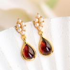碌山ガーネットシードパールピアス/...