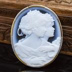 青メノウカメオブローチペンダントK...