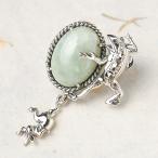 碌山鳥獣戯画翡翠相撲ブローチペンダ...