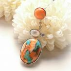 ショッピングターコイズ スパイニーオイスター ターコイズ ペンダントトップ　モザイクストーン オイスターカッパー PS02616V1 KA58