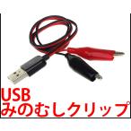 USB 電源取り出しケーブル みのむしリード線　ミノムシクリップ　電源ケーブル 電源端子　※ワニ口クリップではありません