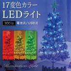 ショッピングイルミネーション イルミネーション ライト 17変色カラー 【送料無料】 LED 100球 USB式 電池式 屋外 室内 ガーデンライト 正月 クリスマス 飾り レインボー
