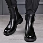 ショッピングエンジニアブーツ エンジニアブーツ 本革 メンズ ショート バイク ブーツ カジュアル スムース調 男子 シンプル かっこいい 紳士靴 太ヒール サイドジップ ブーティー