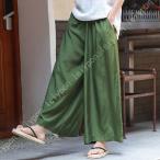 キュロットガウチョパンツ レディース ロング丈 ワイドパンツ ハイウエスト きれいめ 着痩せ 体型カバー キュロットスカート ワイドパンツ ウエストゴム 通勤