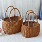 ピクニックバスケット かごバッグ 買い物かご 荷物入れ ラタン 籐 バッグ バック レトロ 雑貨 おしゃれ 籠バッグバッグ ピクニック バスケット 市場かご