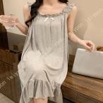 ネグリジェ ルームワンピース レディース パジャマ 無地 レース ロング丈 部屋着 ルームウェア ワンピース ゆったり 寝間着 パジャマ 無地 女性 部屋着