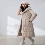 ダウンコート レディース ロング 冬服 ベンチコート ダウンジャケット フード付き シンプル 中綿 暖かい アウター 大きいサイズ 着痩せ aライン ゆったり 防寒