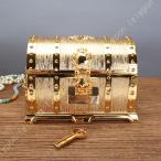 鍵付き 宝箱 アクセサリーケース ジュエリーボックス トレジャーボックス 小物入れ ジュエリーボックス 宝石箱 レトロ 重厚 リアル インテリア 置物