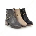 エンジニアブーツ ショートブーツ エンジニアショートブーツ 歩きやすい かわいい ハイヒール ベルトバックル 可愛い ベージュリベット ラウンドトゥ 黒 幅広