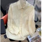 シャツ レディース とろみ ブラウス 長袖 おしゃれ オフィス 春夏 秋冬 きれいめ トップス シフォン 襟付き 前開き ボタン シワになりにくい 大きいサイズ 白