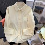 シャツ レディース とろみ ブラウス 長袖 おしゃれ オフィス 春夏 秋冬 きれいめ トップス シフォン 襟付き 前開き ボタン シワになりにくい 大きいサイズ 白
