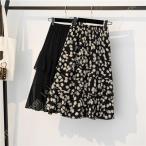 マーメイドスカート レディース 花柄 シフォン イレギュラー ロングスカート 裏地付き Aライン 薄手 シフォンスカート ハイウエスト フレア ふんわり 着痩せ