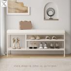 玄関ベンチ シューズラック 省スペース 靴棚 玄関スツール 棚 クッション 玄関収納 靴入れ 靴箱 椅子 腰掛 下駄箱 薄型 座面クッション 新生活 オープンラック