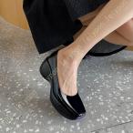 パンプス 痛くない 歩きやすい 走れる 6.5cmウエッジソール ポインテッドトゥ レディース 白 大きいサイズ 脱げない ポインテッド 靴 歩きやすい ミドルヒール