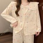 マタニティ パジャマ ルームウェア 冬 もこもこ 幾何 レディース かわいい 暖かい セットアップ ボア モコモコ もこもこ 前開きマタニティウェア 産前 産後